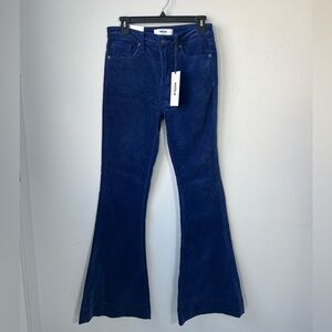 Mica Denim Super Flare Wide‎ Corduroy High Rise Pants Cobalt Blue Size 28